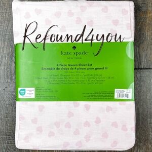 Kate Spade - ‘Pink on Pink Hearts’ Queen Sheet Set. NWT. Firm!